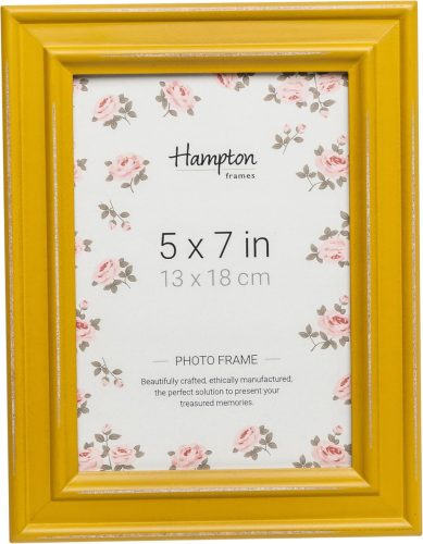 Hampton Frames Paloma 13x18 cm Žltý Vintage Rámik na Fotografie - Efekt Ošúchaného Dreva, Široký Okraj, Nástenný Shabby Chic Fotorámik