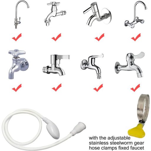 U-BCOO Cap de duș pentru animale de companie cu canale de cauciuc, portabil, cu spray pentru șampon, cap de baie