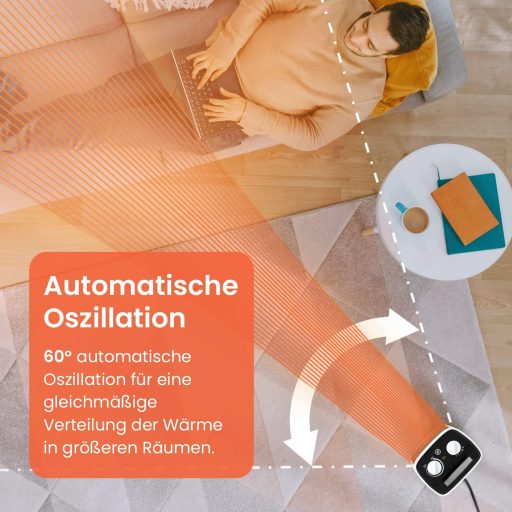 Pro Breeze 2000W Kerámia Ventilátoros Fűtőtest Automatikus Lengéssel Fehér