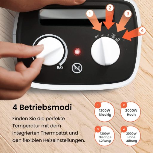 Pro Breeze 2000W Kerámia Ventilátoros Fűtőtest Automatikus Lengéssel Fehér