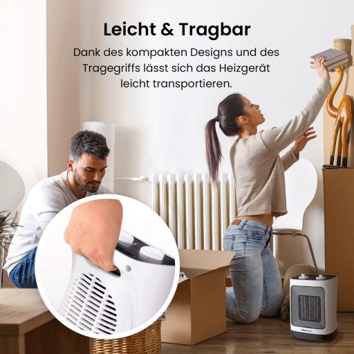 Pro Breeze 2000W Kerámia Ventilátoros Fűtőtest Automatikus Lengéssel Fehér
