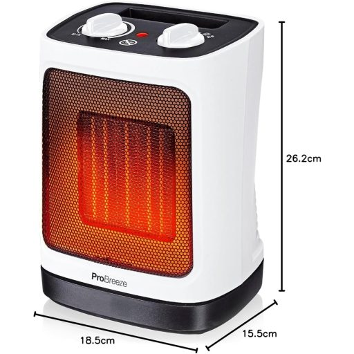 Pro Breeze 2000W Kerámia Ventilátoros Fűtőtest Automatikus Lengéssel Fehér