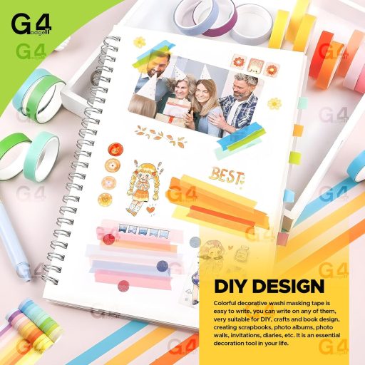 G4GADGET 10x Szivárvány Washi Dekoratív Ragasztó Szalag Szett
