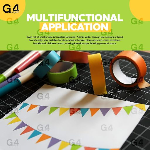 G4GADGET 10x Szivárvány Washi Dekoratív Ragasztó Szalag Szett