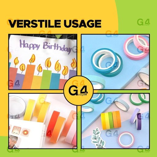 G4GADGET 10x Szivárvány Washi Dekoratív Ragasztó Szalag Szett