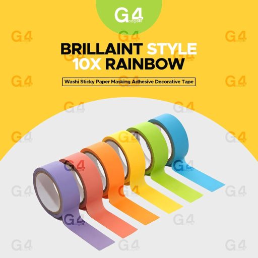 G4GADGET 10x Szivárvány Washi Dekoratív Ragasztó Szalag Szett