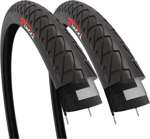 Anvelopă bicicletă Fincci 26 x 2,10 Slick - Pentru biciclete de oraș, șosea și MTB, cu profil semi-slick, 54-559 ETRTO, cauciuc negru, 40 PSI