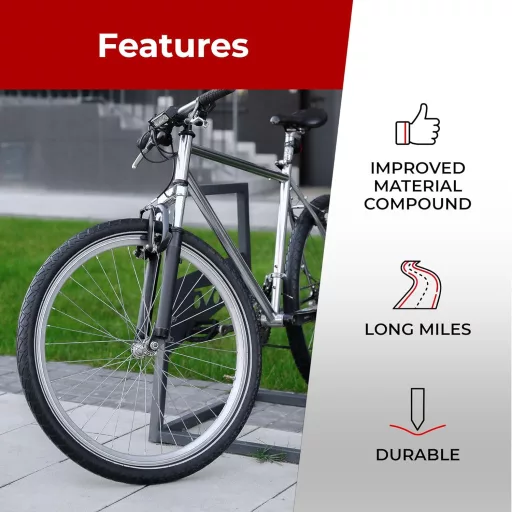 Fincci 26 x 2,10 Slick Kerékpárgumi - Városi, Országúti és MTB Kerékpárokhoz, Félsima Mintázattal, 54-559 ETRTO, Fekete Gumi, 40 PSI
