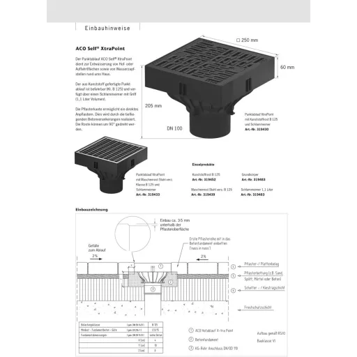Sistem de rigole cu sifon ACO Self XtraPoint