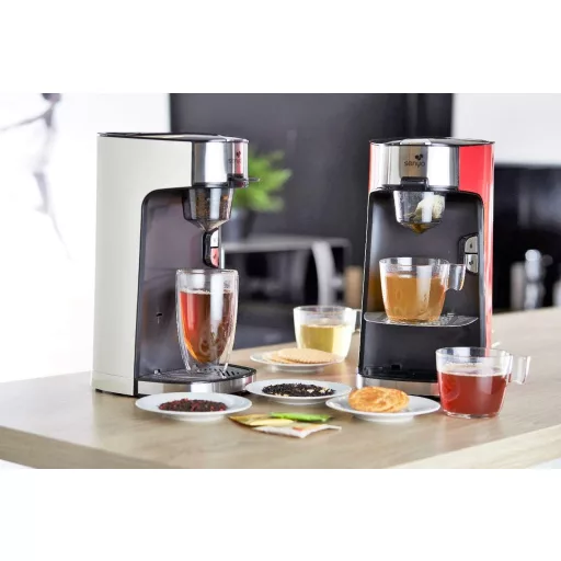 Senya Tea Time Machine elektromos teáskanna szűrővel, laza tea és teafilter kompatibilis piros