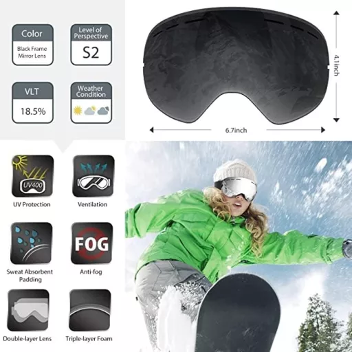 Ochelari de schi WLZP, protecție UV și anti-ceață, lentilă interschimbabilă, bărbați femei