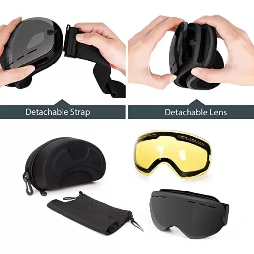 Ochelari de schi WLZP, protecție UV și anti-ceață, lentilă interschimbabilă, bărbați femei