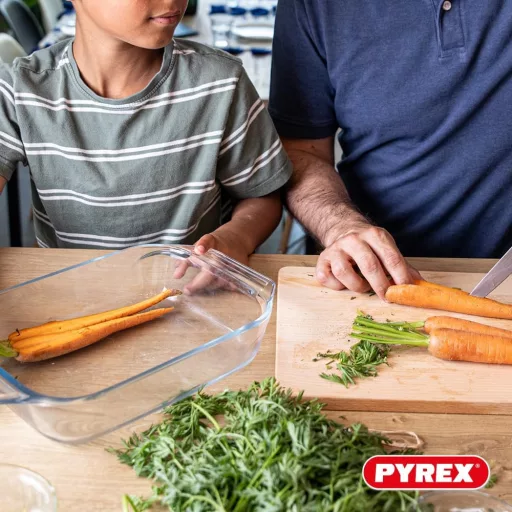 Pyrex 3 részes téglalap sütőedény készlet üvegből, 30,8x41,8 cm