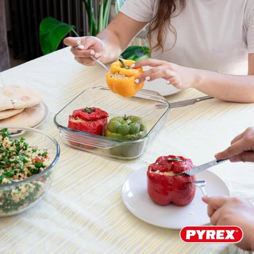 Pyrex 3 részes téglalap sütőedény készlet üvegből, 30,8x41,8 cm