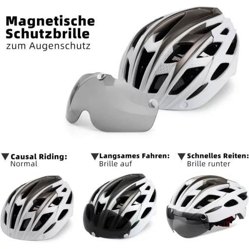 Cyklistická prilba Shinmax s LED osvetlením a odnímateľným magnetickým štítom