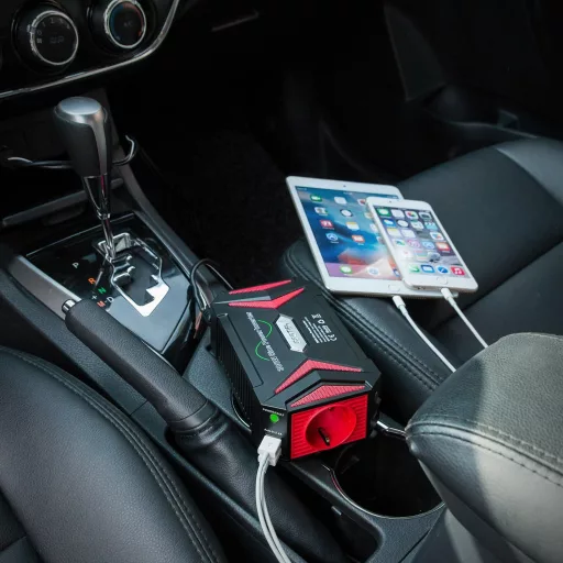 Convertor auto de tensiune BESTEK 300W, 12V la 230V, cu porturi USB, certificat TÜV