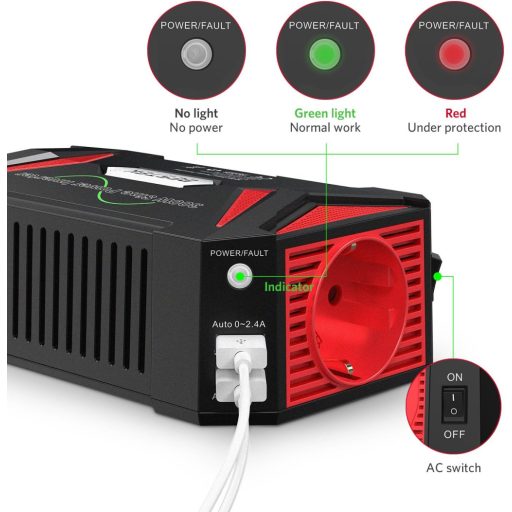 BESTEK 300W invertor 12V na 230V, certifikovaný menič napätia do auta s USB portmi