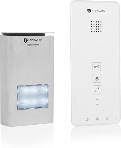 Interfon Smartwares DIC-21112 - Sistem Intercom cu Fir în Carcasă de Aluminiu, Putere 15W, Alb-Argintiu