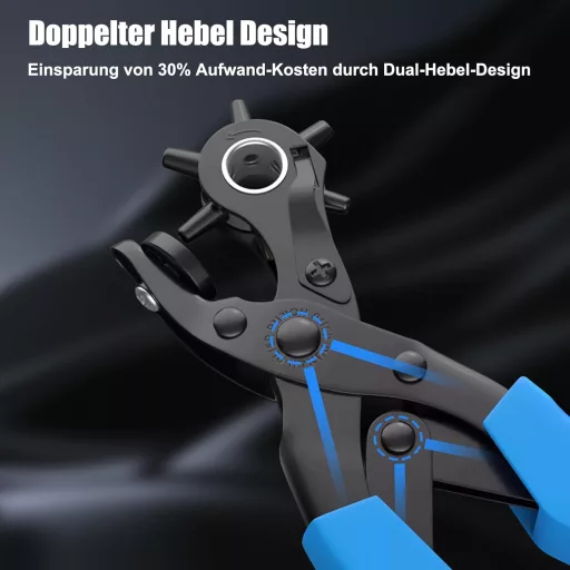 Diyife Bőrlyukasztó Készlet - 6 Méretű Lyukasztó Fogó Fémből, 2 Pótlappal és Vonalzóval - Bőr, Műanyag, Vászon Lyukasztásához