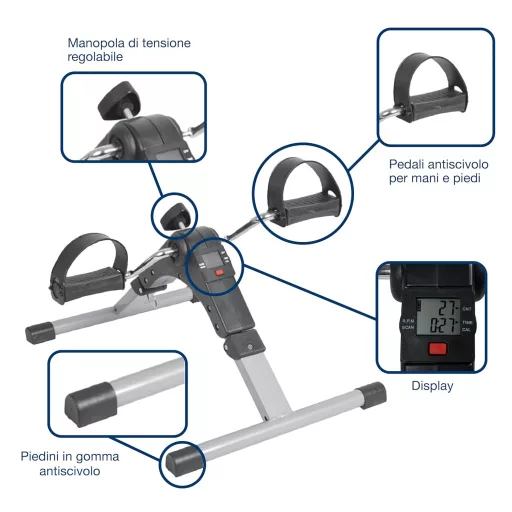 GIMA Összecsukható pedálozógép kijelzővel, otthoni fizioterápia, fitness mini kerékpár