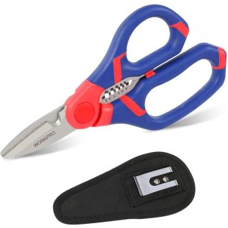   WORKPRO 2 az 1-ben Elektromosszerelő Olló Kábelvágó Sokoldalú Olló Vezetékcsupaszító 152mm Rozsdamentes