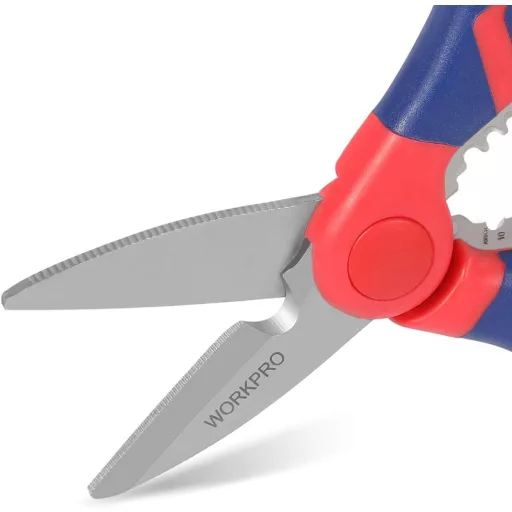 Foarfecă pentru electrician 2 în 1 WORKPRO, clește pentru tăiat cabluri, foarfecă multifuncțională pentru dezizolat fire, 152 mm, inox