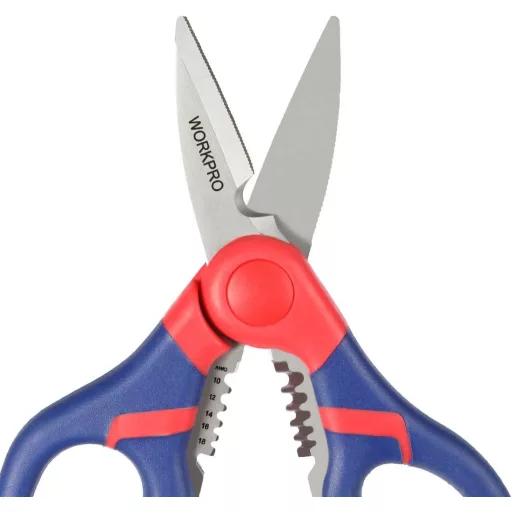 Foarfecă pentru electrician 2 în 1 WORKPRO, clește pentru tăiat cabluri, foarfecă multifuncțională pentru dezizolat fire, 152 mm, inox
