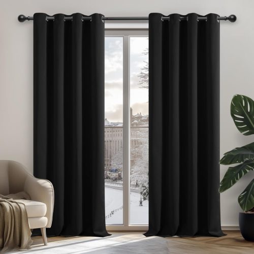 Deconovo Perdele opace - Termoizolante, fonoizolante, blocare lumină, set de perdele 117x229 cm - Perdele din poliester cu inele