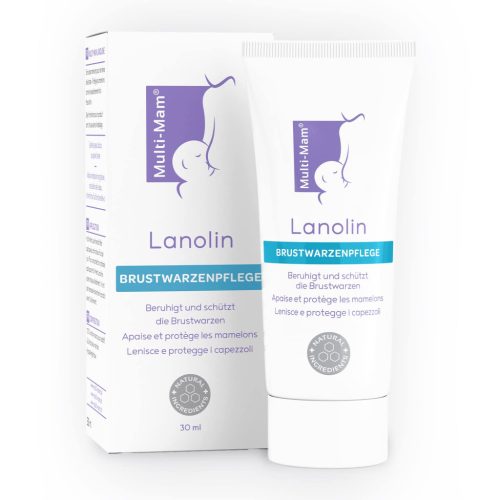 Multi-Mam Lanolin Bimbóápoló Krém - 100% Természetes Védelem Száraz és Berepedezett Mellbimbókra - Íz- és Illatmentes - 30 ml