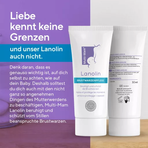 Multi-Mam Lanolin Krema za njegu bradavica - 100% Prirodna zaštita za suhe i ispucale bradavice - Bez okusa i mirisa - 30 ml