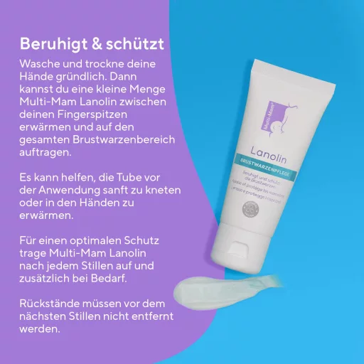 Multi-Mam Lanolin Krema za njegu bradavica - 100% Prirodna zaštita za suhe i ispucale bradavice - Bez okusa i mirisa - 30 ml