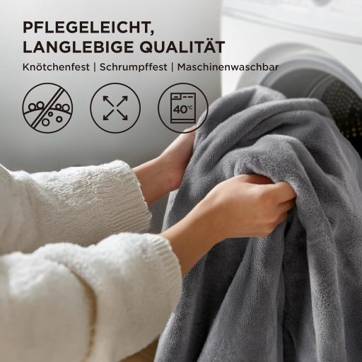 BEDSURE Mäkká flísová deka XL 150x200 cm - Teplá zimná deka na pohovku, posteľ - Pohodlný mikroflísový prehoz do obývačky - Sivá