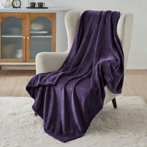 BEDSURE Puha Fleece Takaró 150x200 cm Lila Kanapé Pléd Téli Meleg Blanket