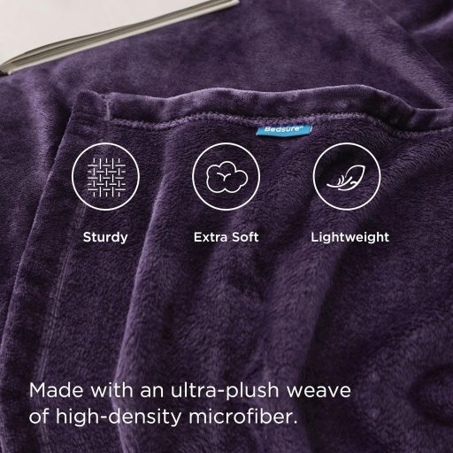 BEDSURE Mäkká flísová deka 150x200 cm Fialový prehoz na pohovku Zimná teplá deka