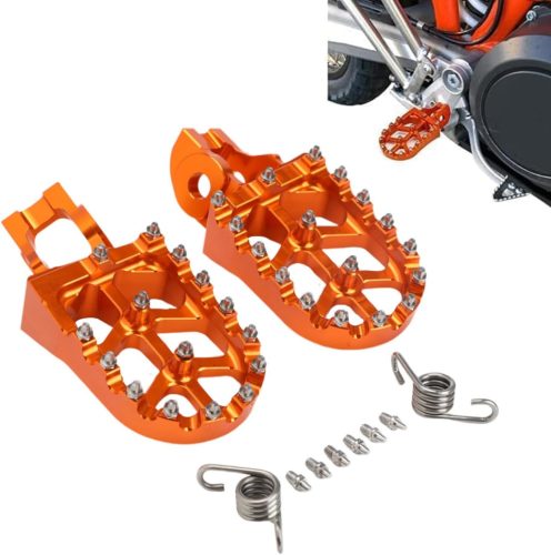 Suporturi pentru picioare JFG RACING CNC din aluminiu pentru motociclete KTM SX SX-F EXC XC MC TC FC TE FE TX FX - Late, antiderapante, portocalii