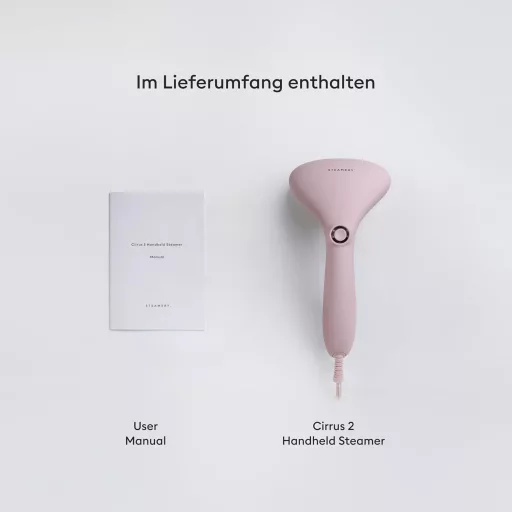 Steamery Cirrus 2 Parno glačalo za odjeću 1500W - Brzo zagrijavanje u 20 sekundi, snaga pare 15g/min, prijenosno, ergonomsko, skandinavski dizajn, ružičasto
