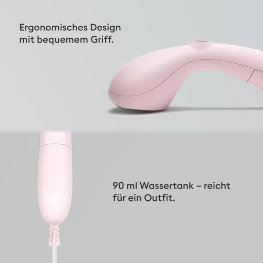 Steamery Cirrus 2 Fier vertical de călcat cu abur 1500W - Încălzire rapidă în 20 secunde, Putere abur 15g/min, Portabil, Ergonomic, Design Scandinav, Roz