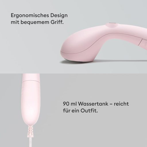 Steamery Cirrus 2 Fier vertical de călcat cu abur 1500W - Încălzire rapidă în 20 secunde, Putere abur 15g/min, Portabil, Ergonomic, Design Scandinav, Roz