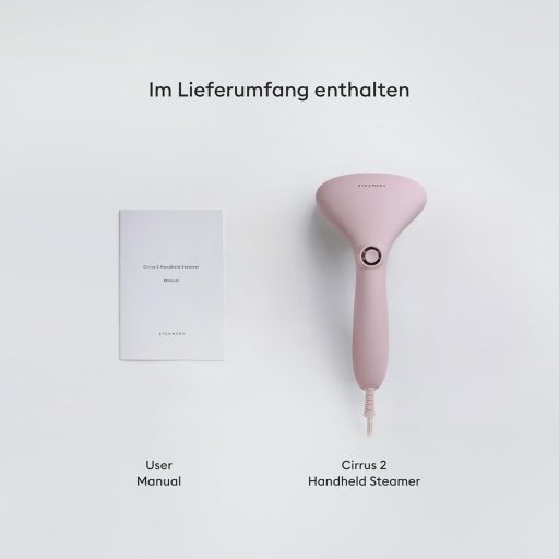Steamery Cirrus 2 Fier vertical de călcat cu abur 1500W - Încălzire rapidă în 20 secunde, Putere abur 15g/min, Portabil, Ergonomic, Design Scandinav, Roz