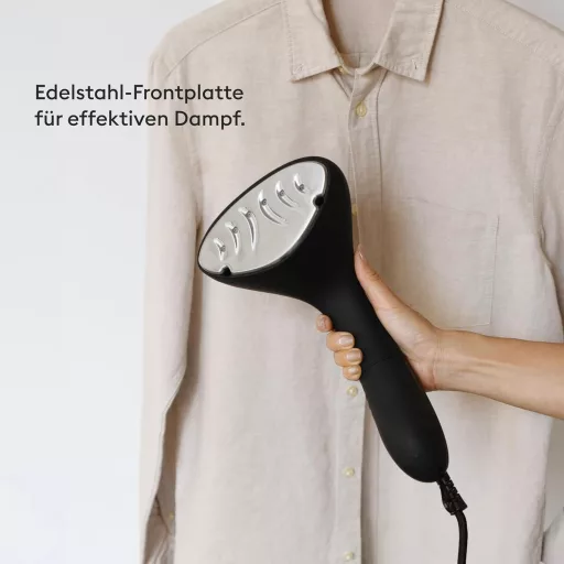 Fier de călcat cu aburi Steamery Cirrus 2, 1500W, Portabil, Încălzire în 20 secunde, Rezultat fără cute, Ergonomic, Negru