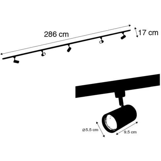Sistem de șină modern QAZQA Jeana, 3 spoturi, lampă de tavan negru-auriu