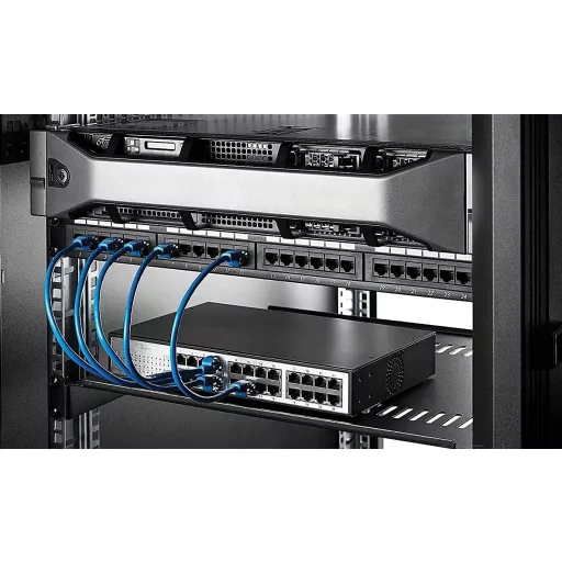 CMYKZONE Cat6 Patch Panel 24 Port 1U Rack - RJ45 Hálózati Kábel Rendező Keret, Kábelvezető Konzollal, Gyors és Stabil Adatátvitel Otthoni és