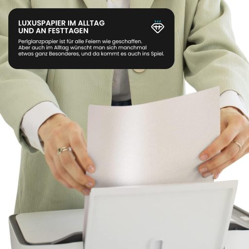 Netuno 10 coli Hârtie A4 300g Sidefată Crem Sirio Pearl, Lucioasă, Față-verso, Efect Metalic, Elegantă, pentru Artizanat și Imprimare