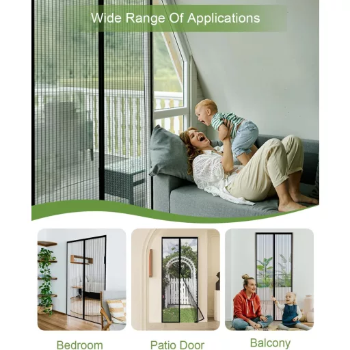 Auxmir Mágneses Szúnyogháló Ajtóra 100x220cm, Fúrás Nélkül, Rovarháló