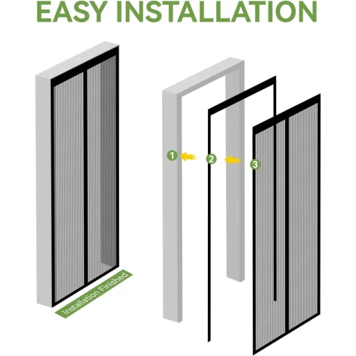 Auxmir Mágneses Szúnyogháló Ajtóra 100x220cm, Fúrás Nélkül, Rovarháló