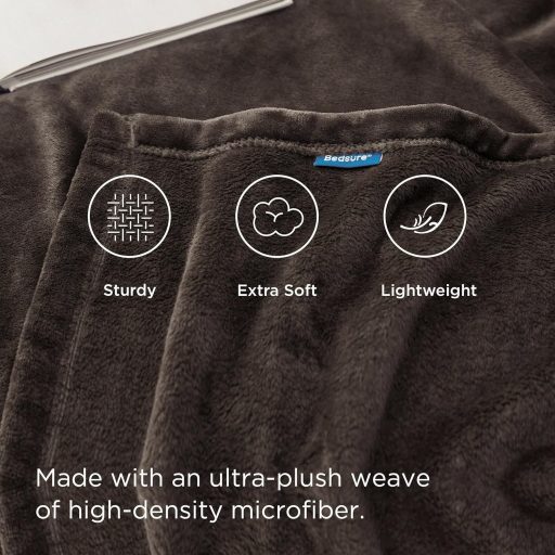 BEDSURE Puha Fleece Takaró 150x200 cm, Meleg Téli Pléd Kanapéra, Barna