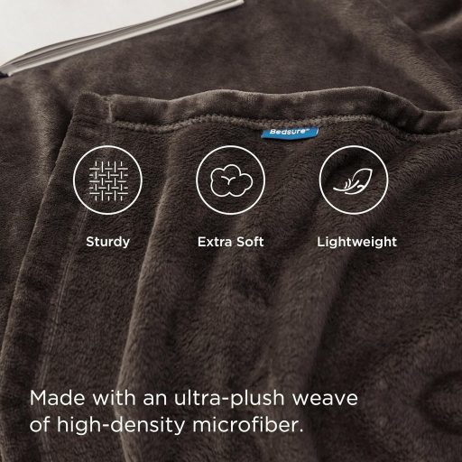 BEDSURE Puha Fleece Takaró 150x200 cm, Meleg Téli Pléd Kanapéra, Barna
