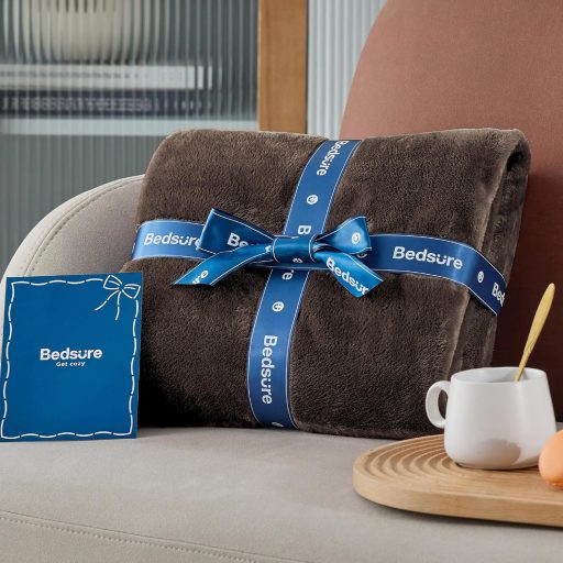 BEDSURE Puha Fleece Takaró 150x200 cm, Meleg Téli Pléd Kanapéra, Barna