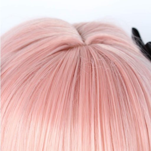 Dlhá ružová cosplay parochňa Linfairy, 95 cm, so zapletanými vlasmi a mašľou