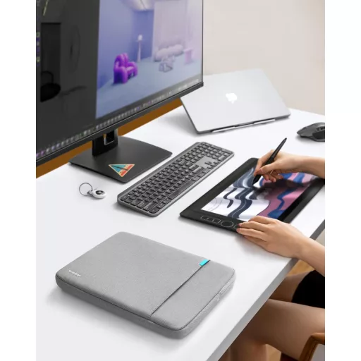 Husă de protecție 360 tomtoc pentru laptop, 14" MacBook Pro M2/M1 Pro/Max și 13" MacBook Air M2, cu carcasă rigidă impermeabilă și buzunar suplimentar.